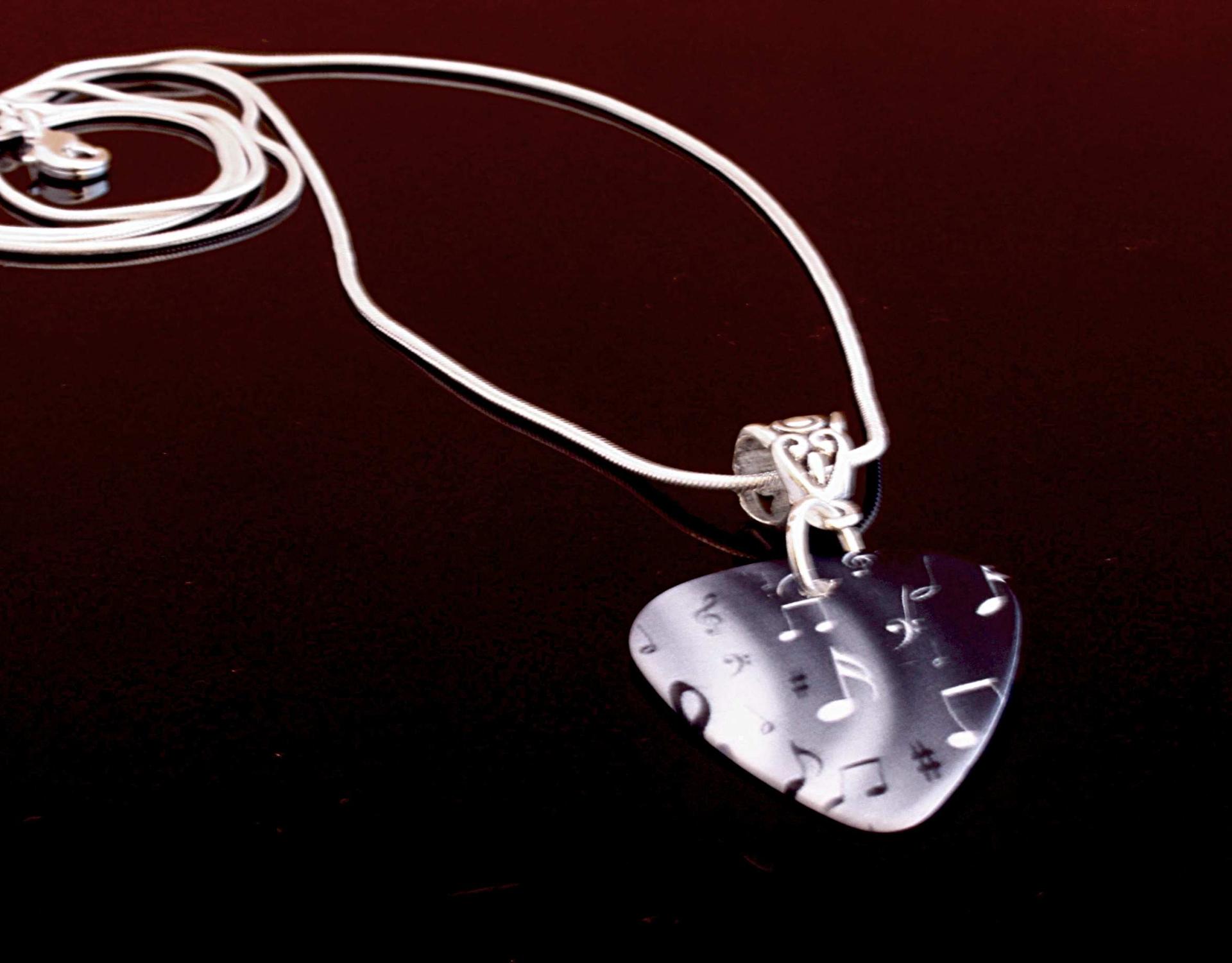 Music Note Guitar Pick Jewellery Set - "Night & Day Notes" Design