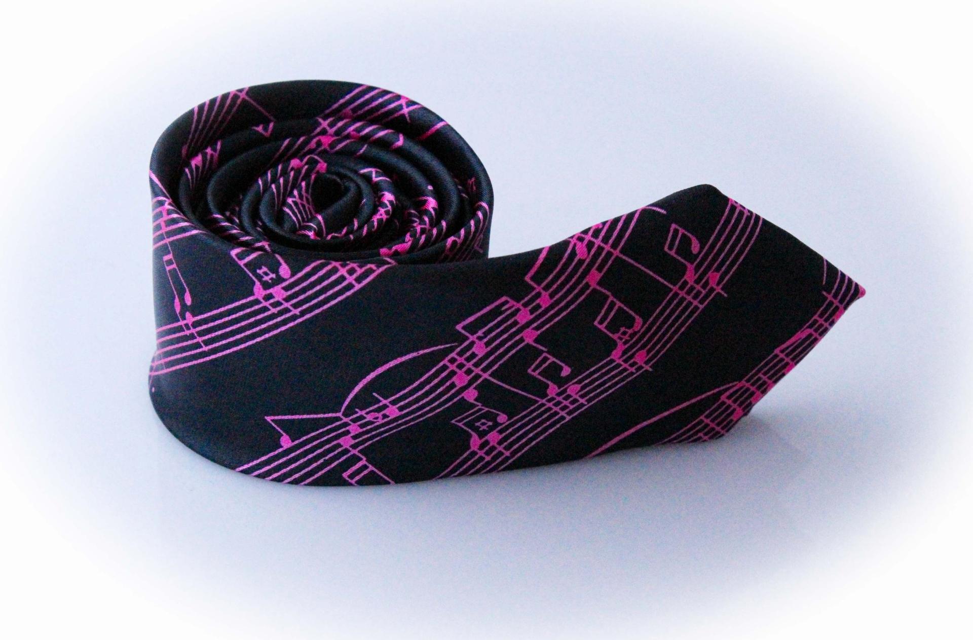 Music Note Score Tie Pink & Black