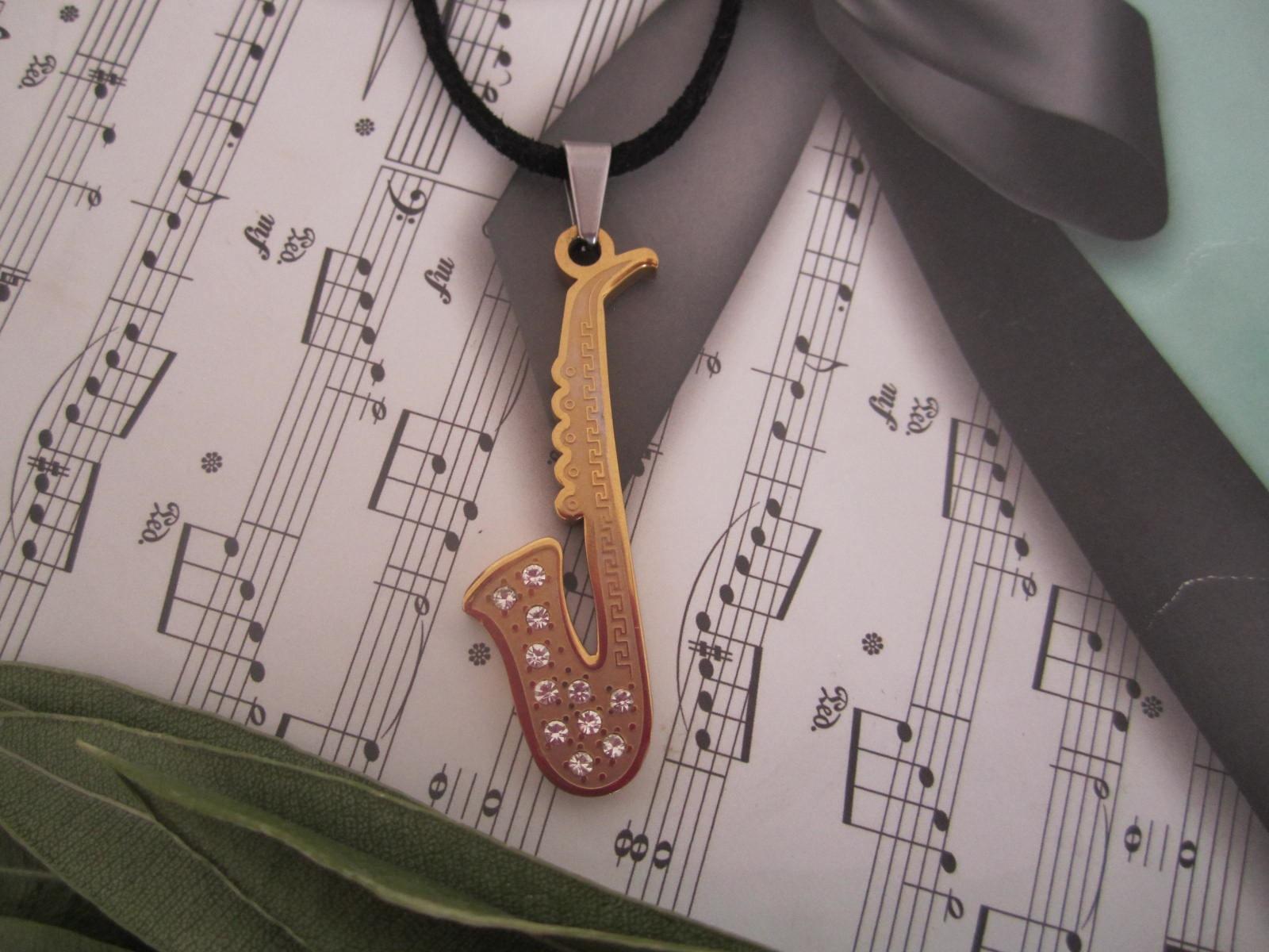 Gold Sax Pendant 2-tone