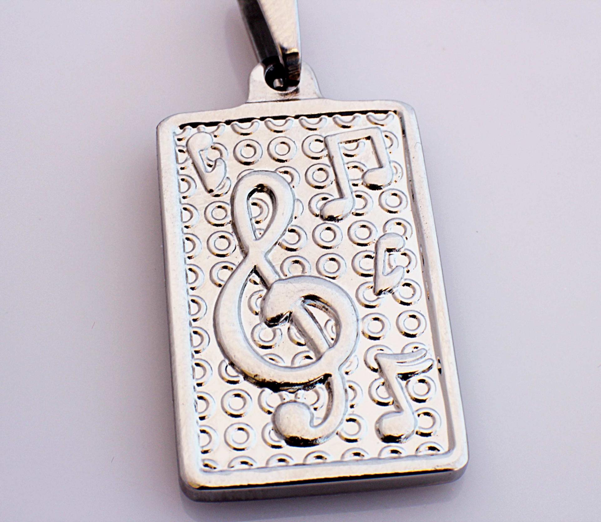 Treble Clef Note Tag Pendant in Stainless Steel