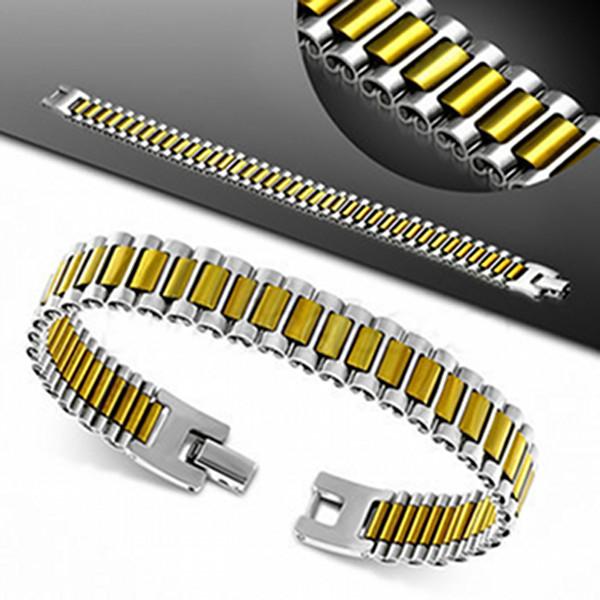 Mens Stainless Steel 2 tone Watch Strap bracelet - Contemporary Style