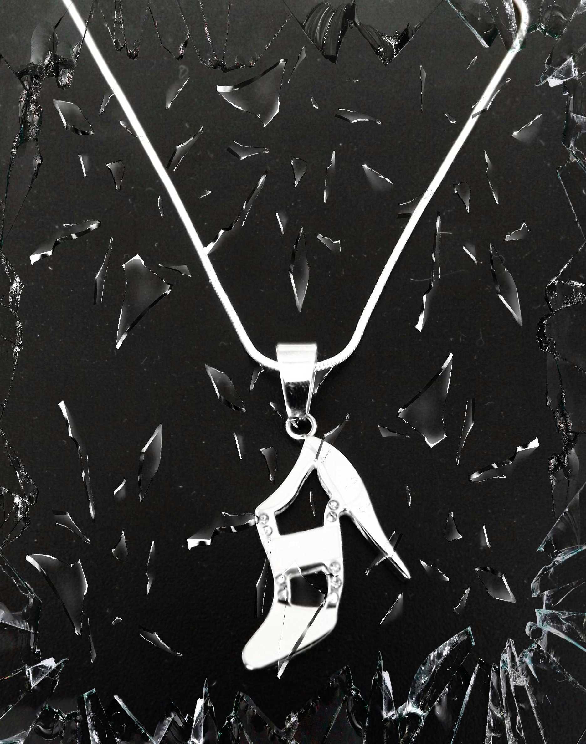 High Heel Lady Shoe Pendant White Enamel in Stainless Steel