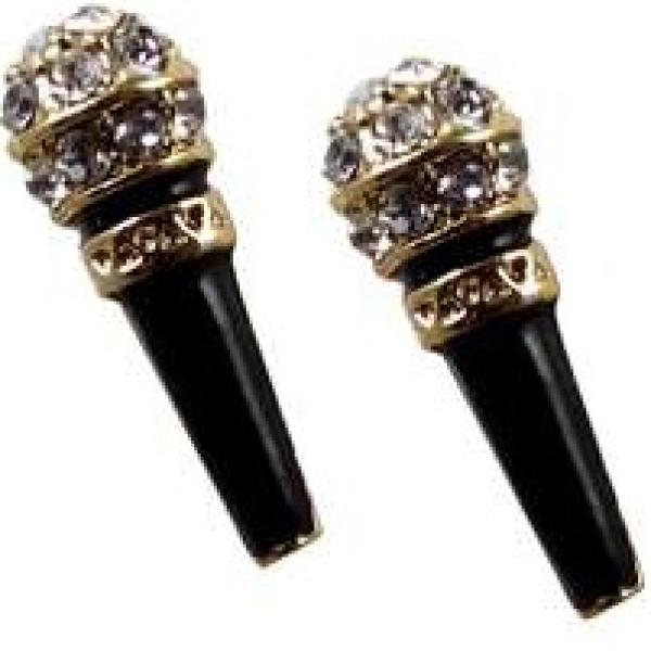 Microphone Earrings Gold and Black