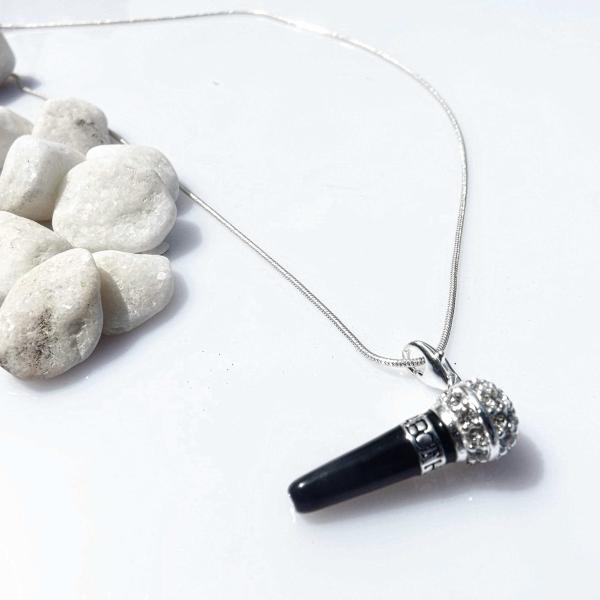 Microphone Necklace 925 Sterling Silver on snake chain