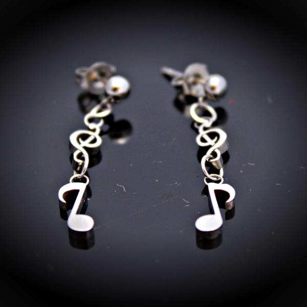 Musical Treble Clef Note Long Drop Stud Earrings